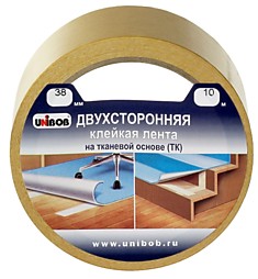 Скотч двусторонний 38мм*10м на тканевой основе UNIBOB