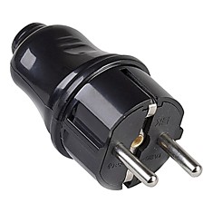 Вилка штепсельная Евро ЧЕРНАЯ удлиненная А1010