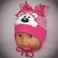 Шапка красная тонкая"Собачки"