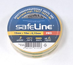 Изолента ПВХ Safeline15*10м желто-зеленая