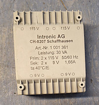 Трансформатор для печатного монтажа INTRONIC CH-8207 2 х 15V с вых. напряжением 2 х 9V 1,65A.(пара)