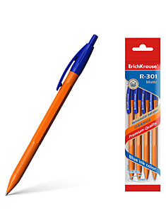 Ручка ErichKrause R-301 ORANGE шариковая синяя