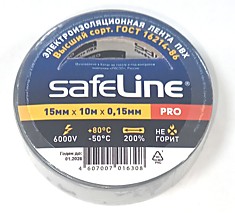 Изолента ПВХ Safeline15*10м серо-стальная